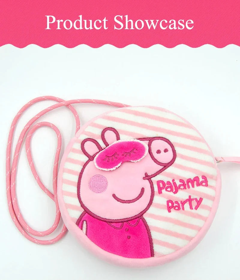 Peppa Pig Crossbody Bag Stereoscopic Doll Backpack Anime Knapsack Plush Coin Purse Toys George Round Pocketbook Children's Gifts