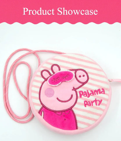 Peppa Pig Crossbody Bag Stereoscopic Doll Backpack Anime Knapsack Plush Coin Purse Toys George Round Pocketbook Children's Gifts