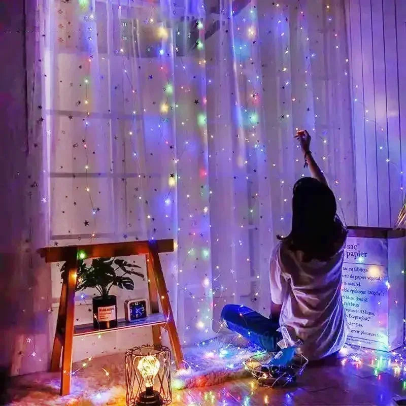Rideau Lumineux LED USB avec Télécommande, Guirxiété Lumineuse, 8 Modes, 3 m, 6m, Vacances, Mariage, Dégradé, Chambre, Salon, Décor
