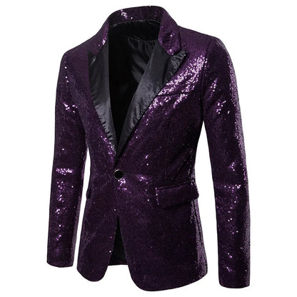 Fashion Men Luxurious Sequin Suit Jacket Green / Silver Men's Bar KTV Stage Dress Male Blazer Coat