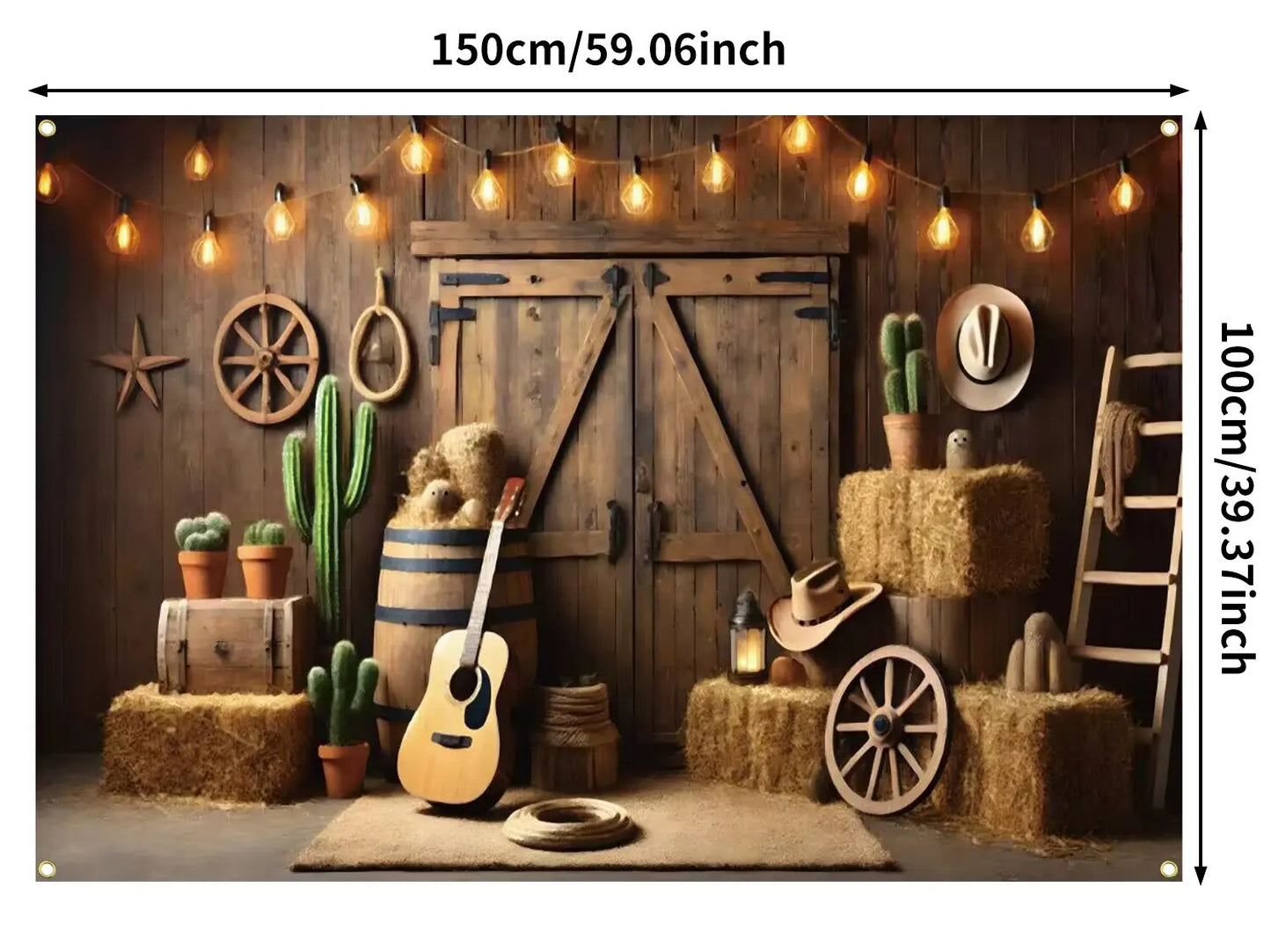 Western Party Backdrop Western Cowboy Party Decoration West Decor Wooden House Barn Photo Background for Birthday Wedding Supply
