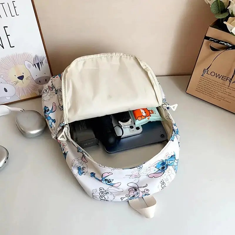 Cartoon Stitch Print Backpack Spacious Lightweight Travel Bag Waterproof School Backpack for College Students Teens Boys Girls