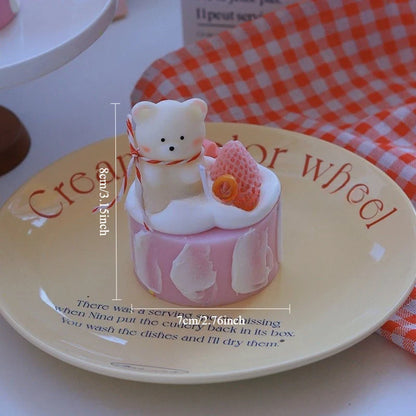 Aromatic Bear Dessert Candle Sweet Scented Candle with Cute Design for Soothing Aromatherapy Perfect for Birthday Holiday Gift