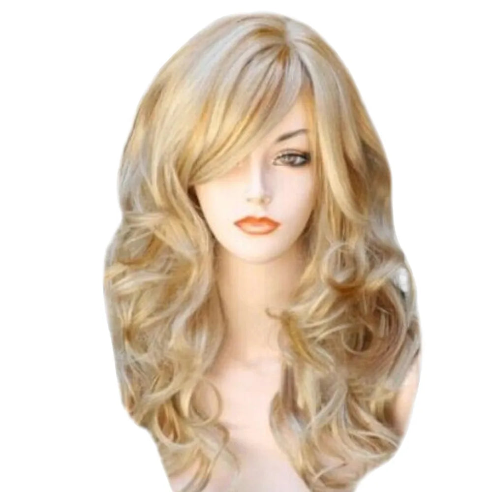 Blonde Wigs Wavy Curly Long Heat Resistant Fiber  Costume Party  Wigs for Women Synthetic