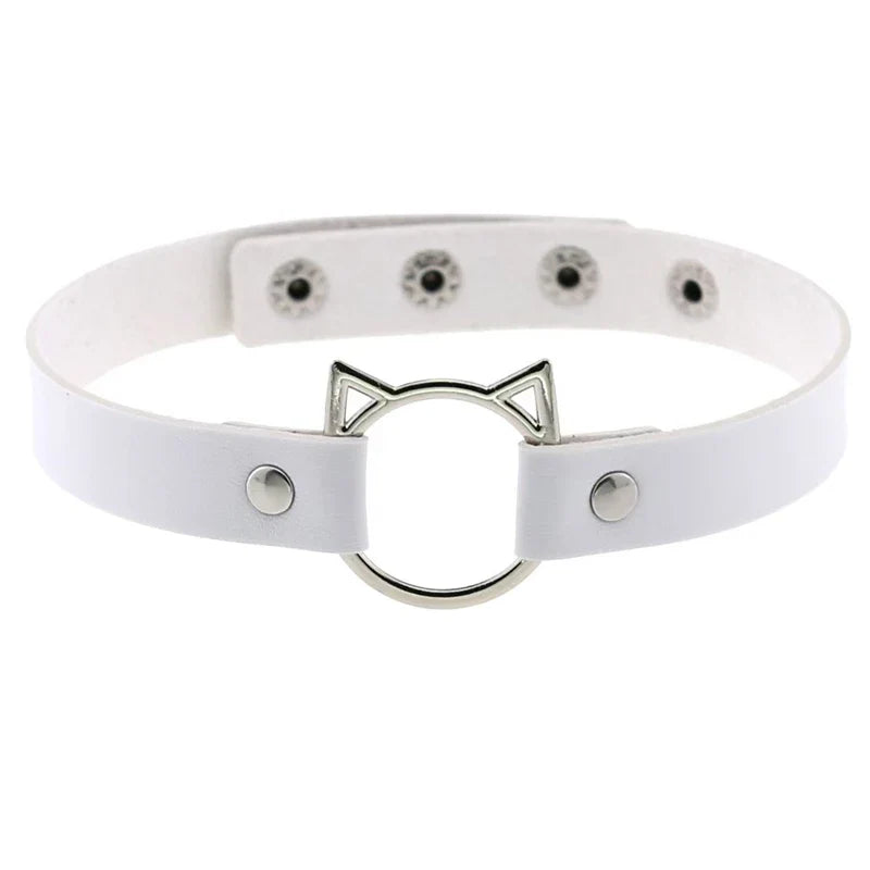 Collier gothique d'Halloween en cuir PU avec tête de chat, collier doux Y2k, cadeau de mode pour femme, cadeau de Noël pour la Saint-Valentin