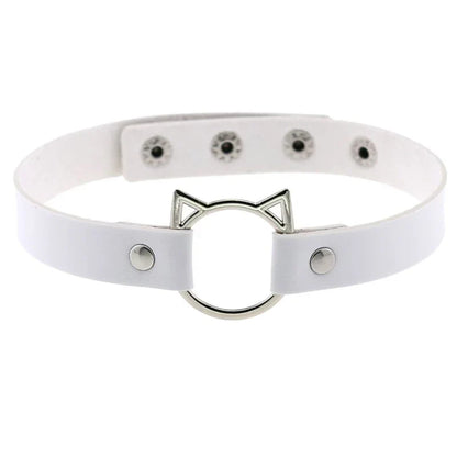Collier gothique d'Halloween en cuir PU avec tête de chat, collier doux Y2k, cadeau de mode pour femme, cadeau de Noël pour la Saint-Valentin