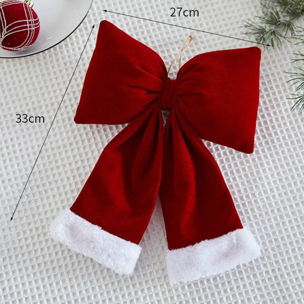 Grand nœud papillon de noël suspendu, pendentif en velours rouge pour porte, décoration de fête de noël du nouvel an 2026, nouvelle collection