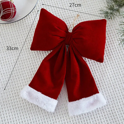 Grand nœud papillon de noël suspendu, pendentif en velours rouge pour porte, décoration de fête de noël du nouvel an 2026, nouvelle collection