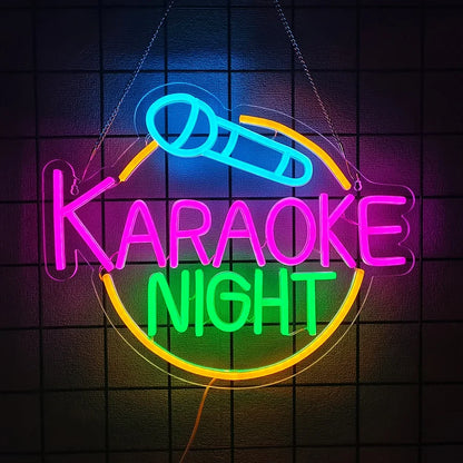 Music Studio,Game Room Decor,USB Power Karaoke Night Neon Sign For Wall Decor,Led Neon Light For Karaoke Live Bar Open Neon