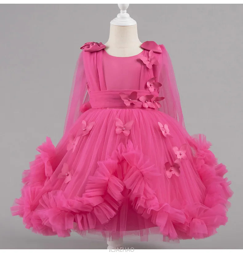 Robe de soirée 2025, robe de princesse pour filles, tenue de concours de fleurs, piano, Recital, anniversaire, mariage, jupe de ballerine, occasion formelle