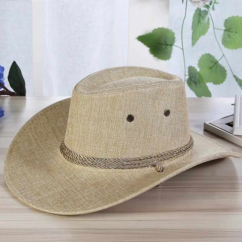 Spring Autumn Wide Brim Solid Color Men Jazz Hat Unisex Sun Protection Outdoor Women Top Hat Cowboy Cap