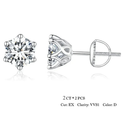 Radiant Moissanite Stud Earrings | D Color Round Cut 925 Silver, Gold Plated