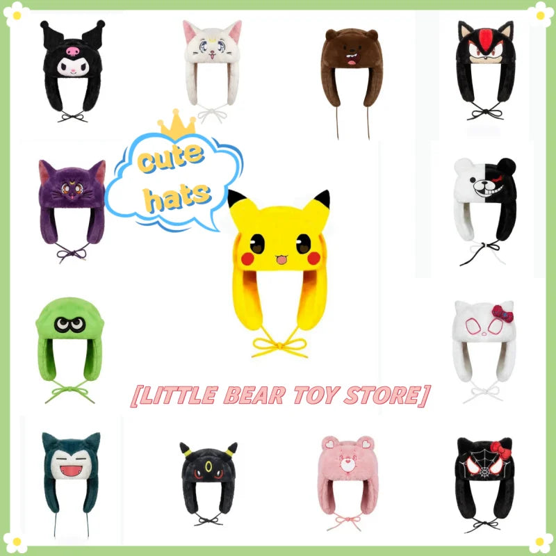 New Winter New Kuromi Spider Man Stitch Violent Bear Cartoon Hat Popular Man Women Cute Warm Ears Protection Hat New Year Gifts