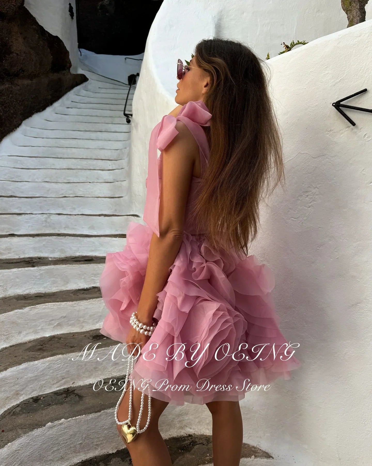 Robe Courte de Bal de Promo Couleur Personnalisée OEING Volants en Organza Au-Dessus du Genou Robes de Soirée d'Anniversaire Robe de Cocktail Sans Manches Robes de Soirée