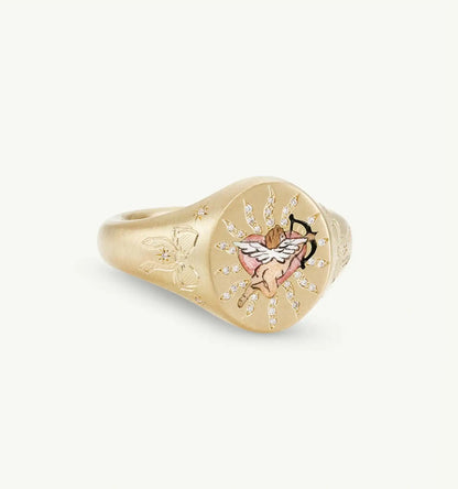 Fashionable and popular stainless steel painted ring, for Valentine's Day, Lion, Mermaid, Love, gold plated, women's jewelry, тильц®