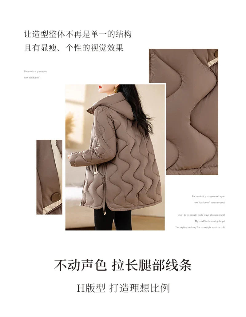 2024 New Winter Jacket Parkas Women Coat Fur Collar Hooded Overcoat Female Jacket Parka Thick Warm Cotton Padded Outwear
