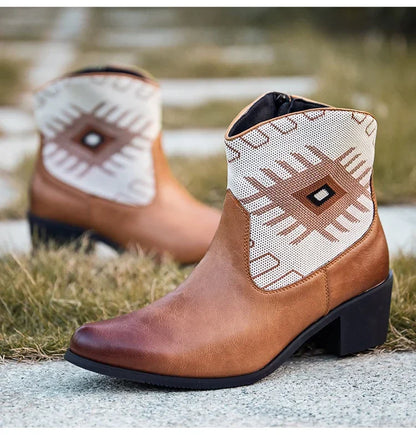 Cowboy Classic Fashionable Embroidered Pull On Boots with Wide Square Toe Western Retro Boot Durable 2025 Boots For Men