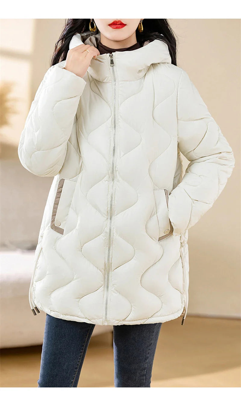 2024 New Winter Jacket Parkas Women Coat Fur Collar Hooded Overcoat Female Jacket Parka Thick Warm Cotton Padded Outwear