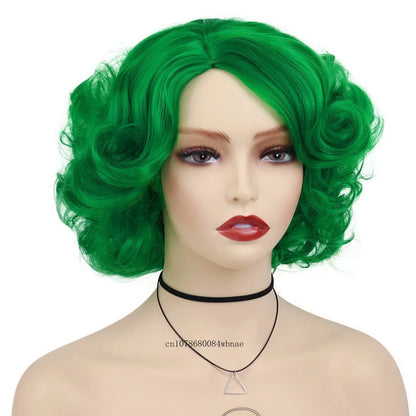 Synthetic Hair Pink Short Curly Wig for Women Big Wavy 80s Cosplay Wigs Halloween Costume Harajuku Anime Wig Natural Looking