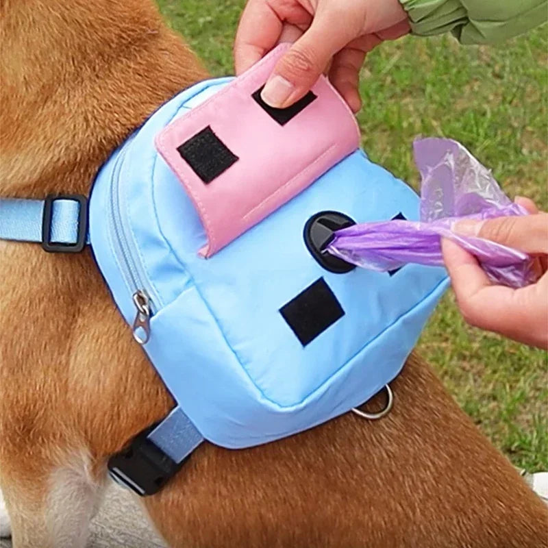 Sac à dos portable pour animaux de compagnie avec collier SFP, sacs à crottes, sacs de récompense, voyage en plein air, entraînement de chien, friandises pour chiots, poudres anale.