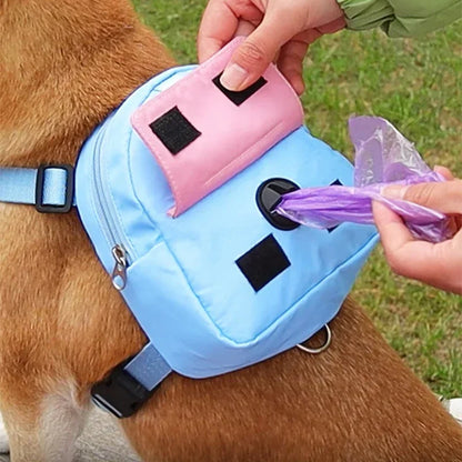 Sac à dos portable pour animaux de compagnie avec collier SFP, sacs à crottes, sacs de récompense, voyage en plein air, entraînement de chien, friandises pour chiots, poudres anale.