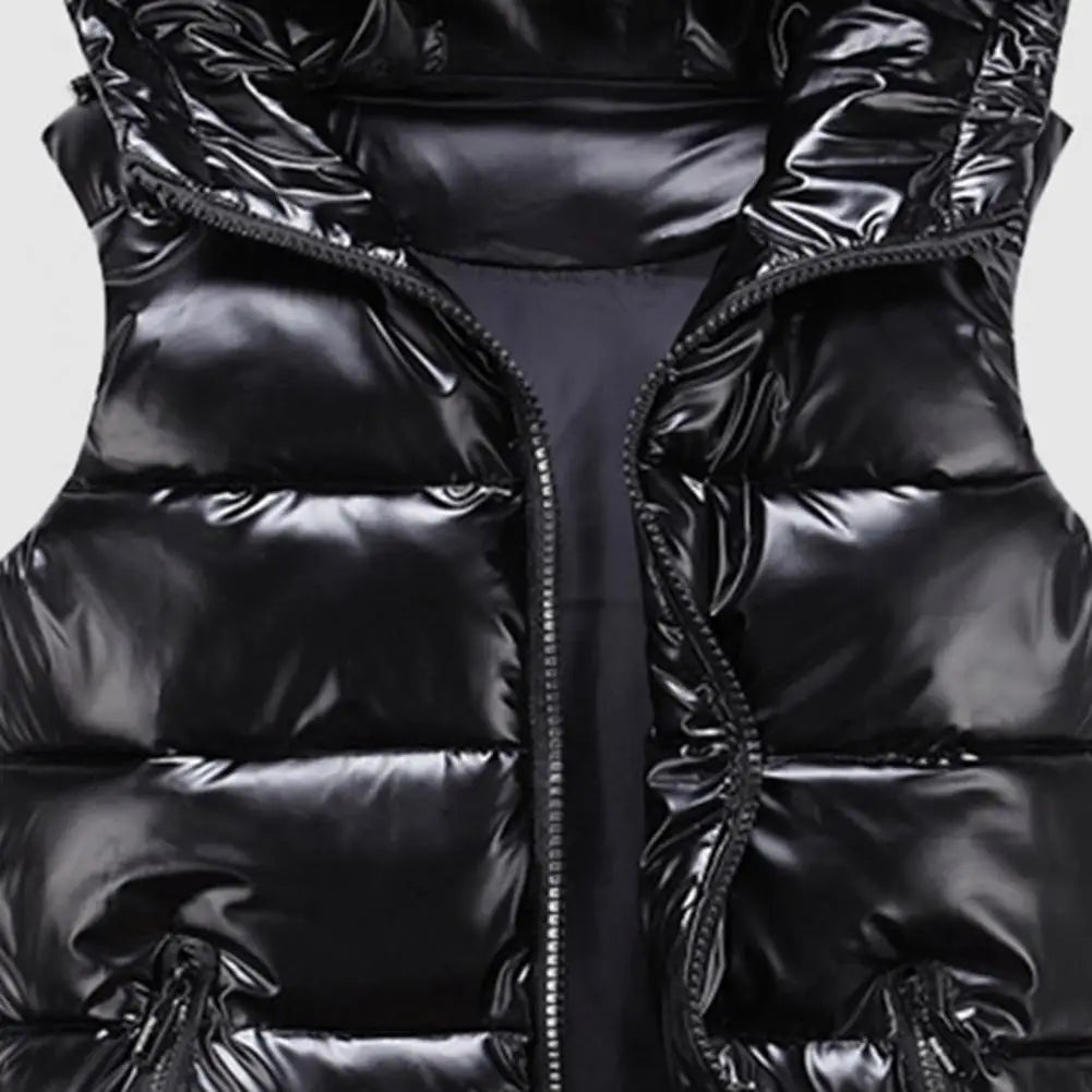 Women Winter Vest Warm Bright Color Pockets Cotton Padded Vest Inner Layer Quilted Women Bright Color Vest Streetwear