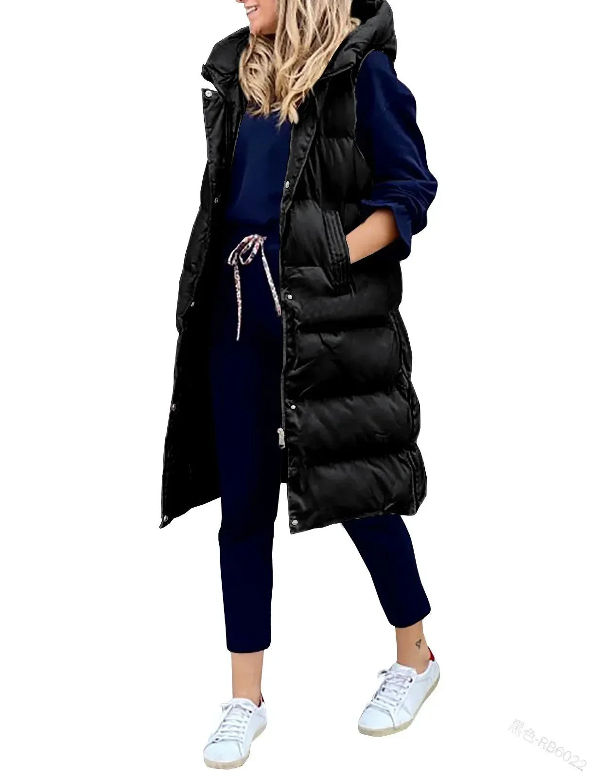 Manteaux à Capuche pour Femmes Automne Hiver, Gilet Doudoune sans Manches, Veste Matelassée Chaude et Unie, Parka
