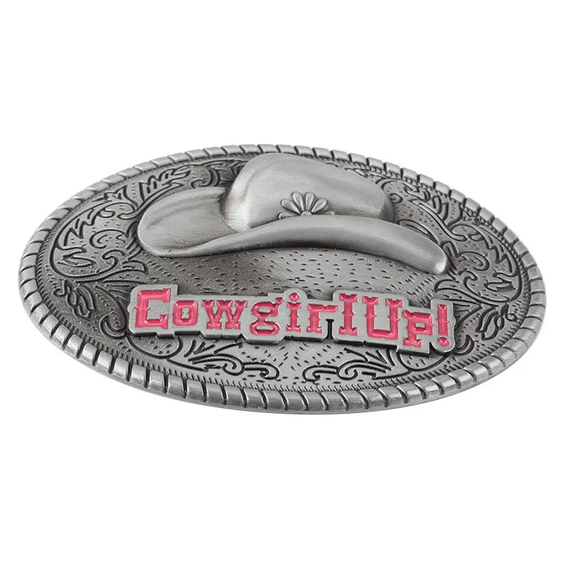Boucle de ceinture de cow-girl, joli chapeau de cowboy rose pour fille