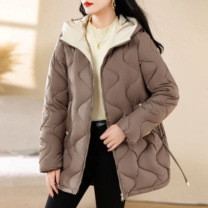 2024 New Winter Jacket Parkas Women Coat Fur Collar Hooded Overcoat Female Jacket Parka Thick Warm Cotton Padded Outwear