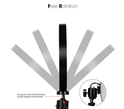 Anneau lumineux Led pour Selfie, 26cm, 10 pouces, Kit d'éclairage pour photographie, lampe de Charge Usb avec trépied pour vidéo en direct, 120 perles