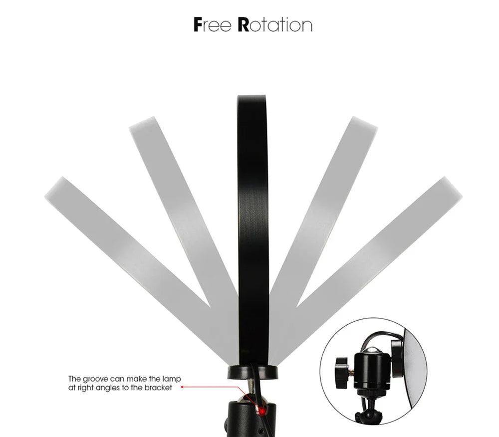 26cm (10") LED Selfie Ring Light, Photography Lighting Kit, USB Charging Lamp with Tripod for Live Video, 120 Beads