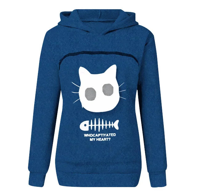S-3XL  Cat Lovers Hooded Sweatshirt Kangaroo Dog Pet Paw Dropshipping Pullovers Cuddle Pouch  Fish  Pocket Hoodie