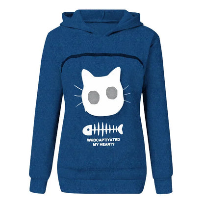 S-3XL  Cat Lovers Hooded Sweatshirt Kangaroo Dog Pet Paw Dropshipping Pullovers Cuddle Pouch  Fish  Pocket Hoodie