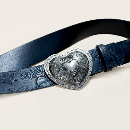 Retro love buckle PU Leather belt For Women fashion leisure suitable for daily commuting Western Cowboy Punk Jeans Waistband