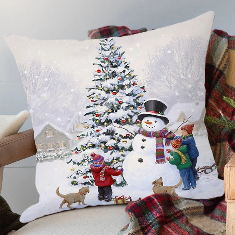 Housse de coussin de noël, père noël, décor de joyeux noël pour la maison, ornements de noël 2025, cadeaux de noël, nouvel an 2026