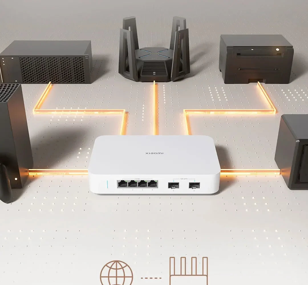 Xiaomi Mi 10 Gigabit Ethernet Switch 10000Mbps Network Switches VLAN Ethernet Splitter Lan Router 4 2.5G Ports RJ45 Hub Switch