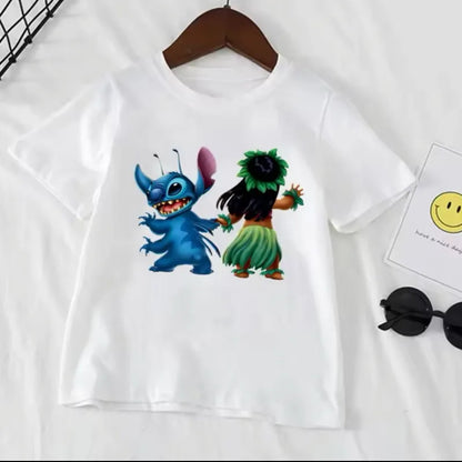 Stitch Stitch Series Peripheral Cartoon Pattern Printed Children's Clothing Summer Edition Boys and Girls Round Neck T-shirt