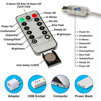 1pc USB 3x3/3*2/3*1 LED rideau chambre lumières guirlande de noël fée lumière feston mariage maison chambre décoration éclairage
