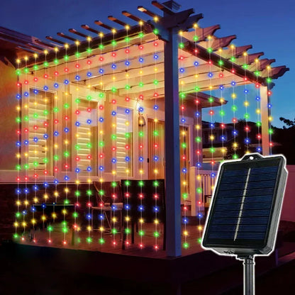 Rideau lumineux solaire 600/300/200/100LED, guirlande lumineuse féerique d'extérieur, décorations de noël et de mariage, décoration de jardin
