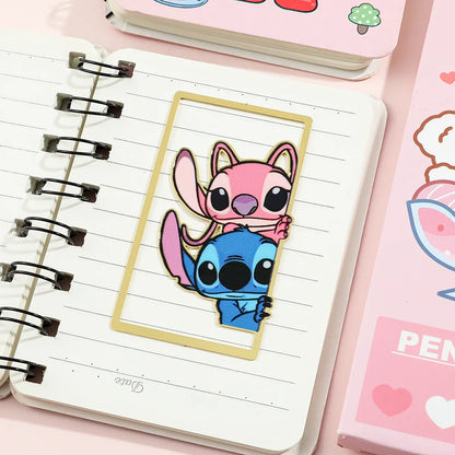 Stitch Love Artificial Leather Corner Bookmark for Friends, Family, Teachers, Teenagers, Kawaii Book Accessories, Creative Gifts