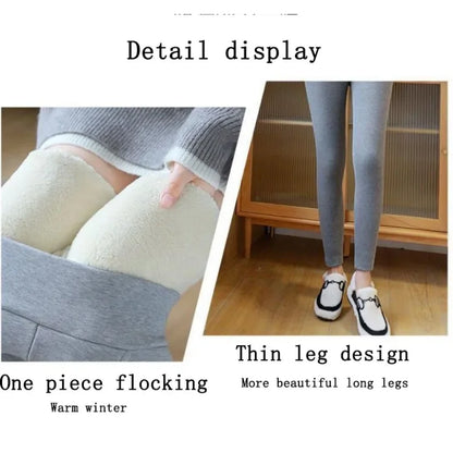 Hiver femmes Leggings solide chaud Leggings épaissir laine d'agneau taille haute polaire garder bout à bout haute extensible pantalon de marche poche