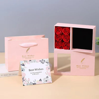Boîte à bijoux Rose, boîte à bagues à Six fleurs, cadeau de saint-valentin, boîte d'emballage de bijoux, pendentif, collier, cadeaux d'anniversaire pour femme et maman