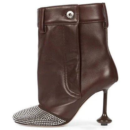 European and American Alien and Square Head Splicing Design Water Washed Cowboy Boots for Women's Trendy Side Zipper Short Boots
