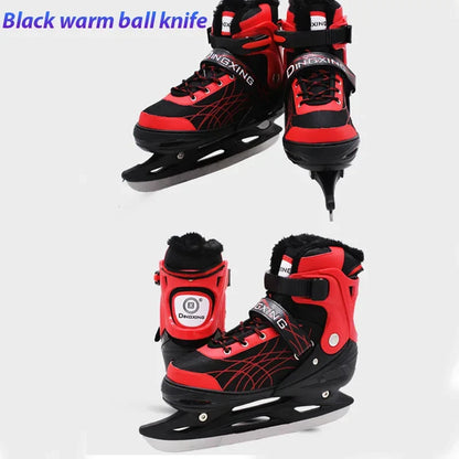 Chaussures de patins à glace extensibles, chaussures de hockey sur glace réglables, chaussures de patinage de vitesse épaisses et chaudes pour filles, garçons, femmes et hommes