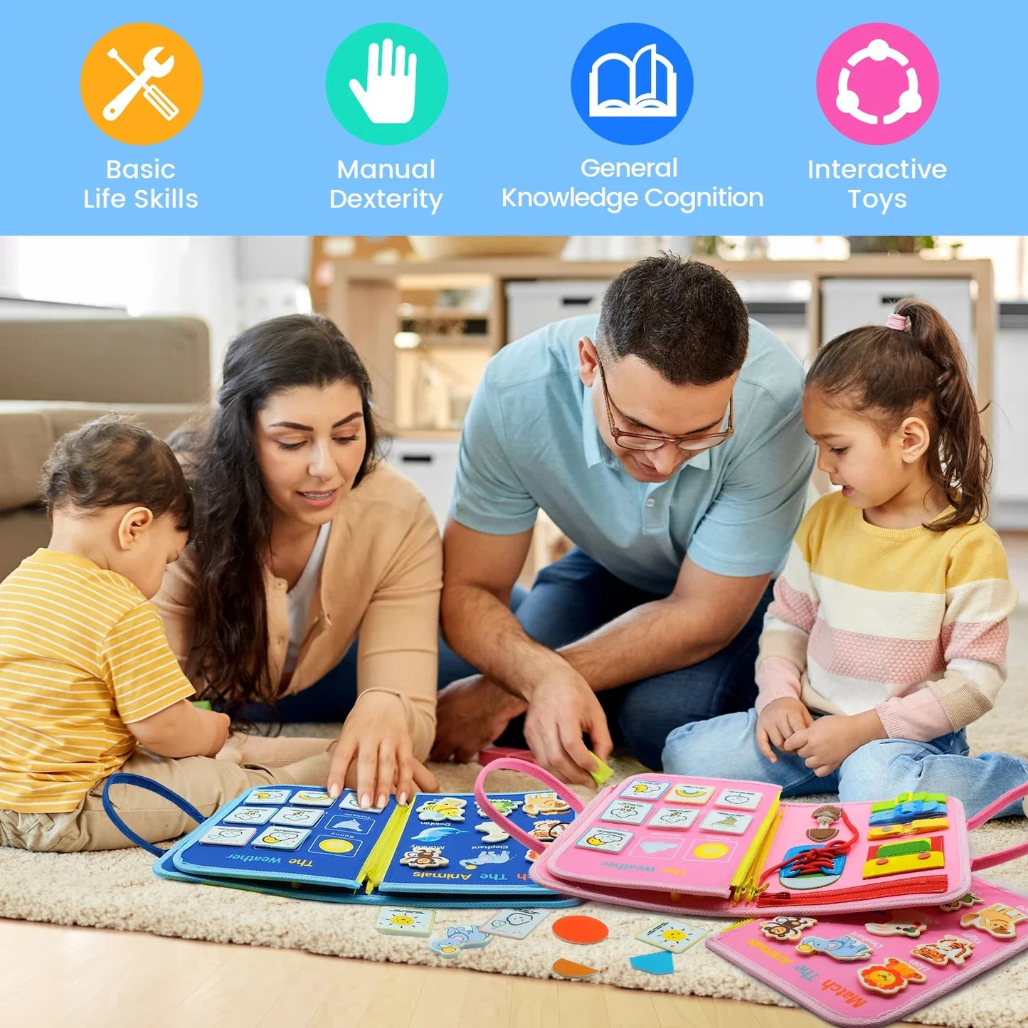 Montessori Toys Busy Board Sensory Activity Developing Board for Motor Skills,Learning Board for Toddlers  Christmas Gift