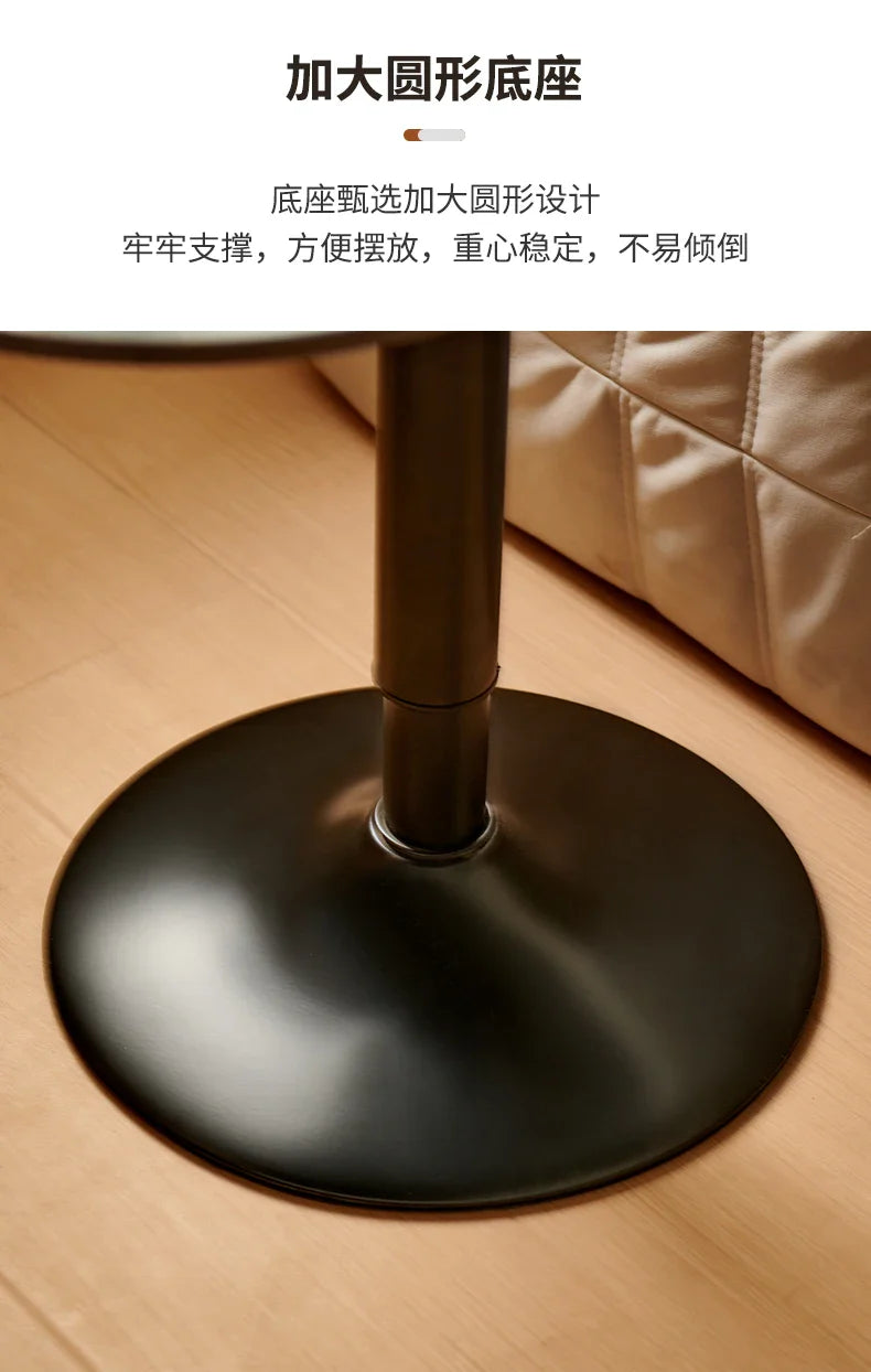 Nordic Wooden Lift Rotating Table, Bedside Table, Solid Rolling Computer Table, Carbon Steel Legs, Tea Table