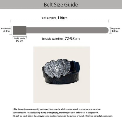 Retro love buckle PU Leather belt For Women fashion leisure suitable for daily commuting Western Cowboy Punk Jeans Waistband
