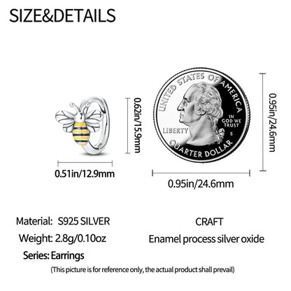 Dazzling Bee Sterling Silver Hoop Earrings