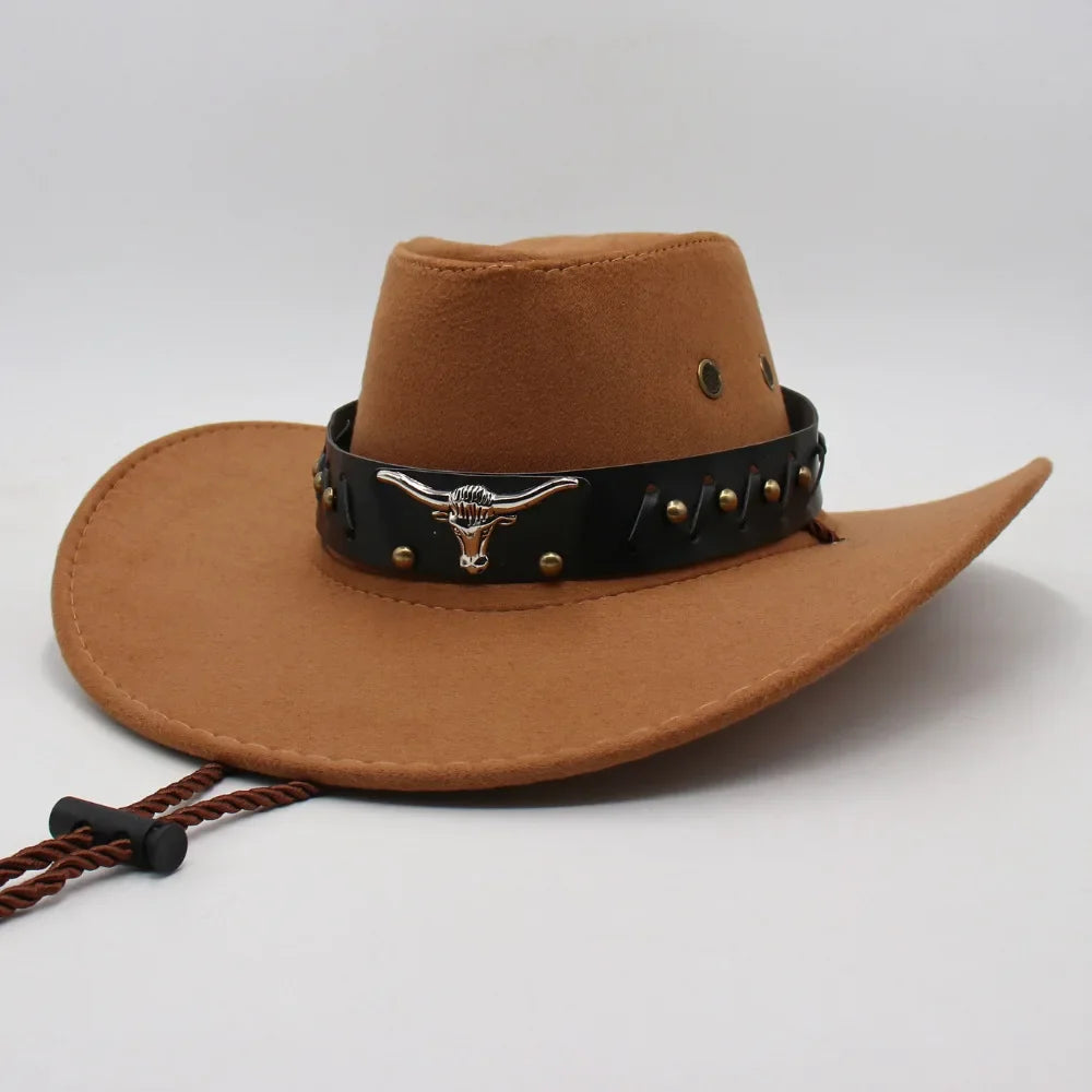 Nouveau Chapeau de Cowboy de Style Occidental pour Hommes et Femmes Chapeau de Gentleman Rétro à Large Bord Chapeau de Cowgirl Jazz Chapeaux de Soleil Tendance pour l'Été