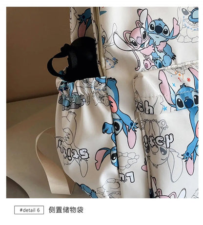Cartoon Stitch Print Backpack Spacious Lightweight Travel Bag Waterproof School Backpack for College Students Teens Boys Girls